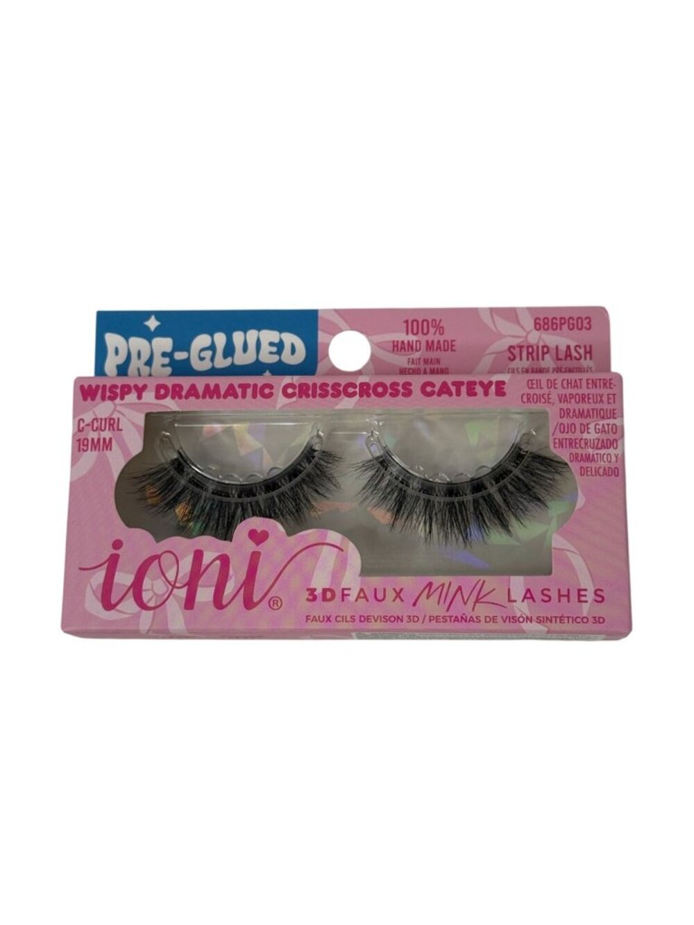 ioni Pre Glued Wispy Dramatic Crisscross Cateye C Curl 19mm